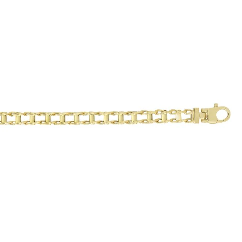 14kt 20" Yellow Gold Shiny Rail Road Style Fancy Link Necklace with Lobster Clasp N3254-20 | Hannoush Jewelers