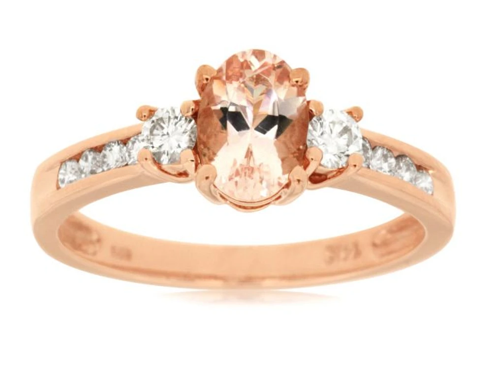 14k Rose Gold Oval Morganite and Diamond Ring pr3839m | Hannoush Jewelers