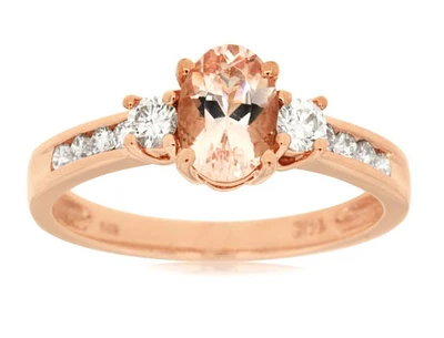 14k Rose Gold Oval Morganite and Diamond Ring pr3839m | Hannoush Jewelers