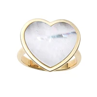 14K Yellow Gold La Perla White Mother of Pearl Heart Ring R7141-07 | Hannoush Jewelers