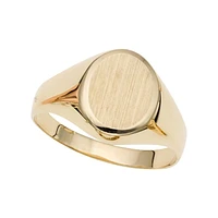 14K Yellow Gold Matte Oval Signet Ring R7194-07 | Hannoush Jewelers