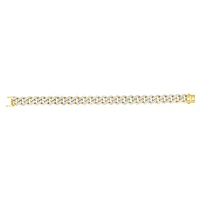 14kt Gold 24" Yellow Finish White Pave Curb Link Bracelet with Box with Both Side Push Clasp RC10349-24 | Hannoush Jewelers