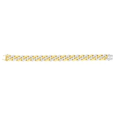 14kt 24" Yellow Gold Alternate Pave Fancy Curb Link Length Bracelet with Box with Both Side Push Clasp RC10351-24 | Hannoush Jewelers