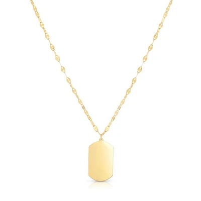 14kt Yellow Gold 18" Fancy Mariner Chain & Flat Dog Tag:17x12mm Polished Necklace with Pear Shaped Lobster Clasp RC11586-18 | Hannoush Jewelers