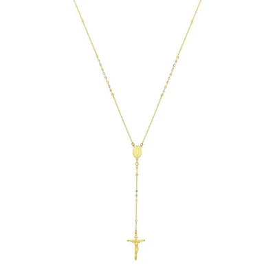 14kt Gold 24" Yellow Finish Image Based-TBR Double Strand Rosary Necklace with Lobster Clasp RC1995-24 | Hannoush Jewelers