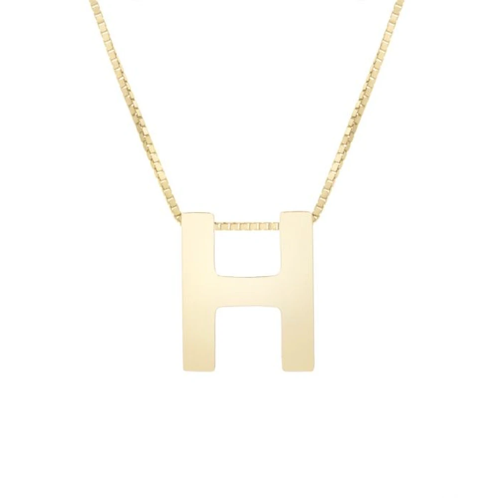 14K Yellow Gold Polished Initial H 18 Inch Necklace RCH10969-18 | Hannoush Jewelers