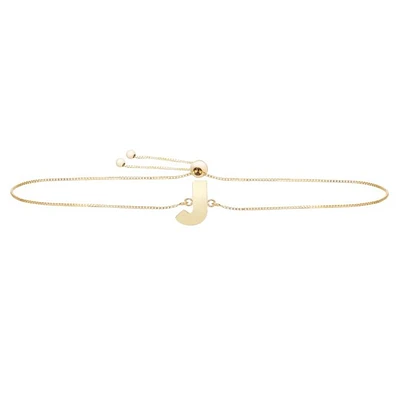 14K Yellow Gold Polished Initial J Adjustable Bracelet with Draw String Clasp RCJ10901-0925 | Hannoush Jewelers