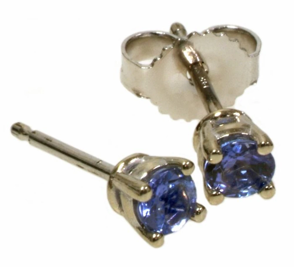 3MM Tanzanite Stud Earrings in 14K White Gold | Hannoush Jewelers