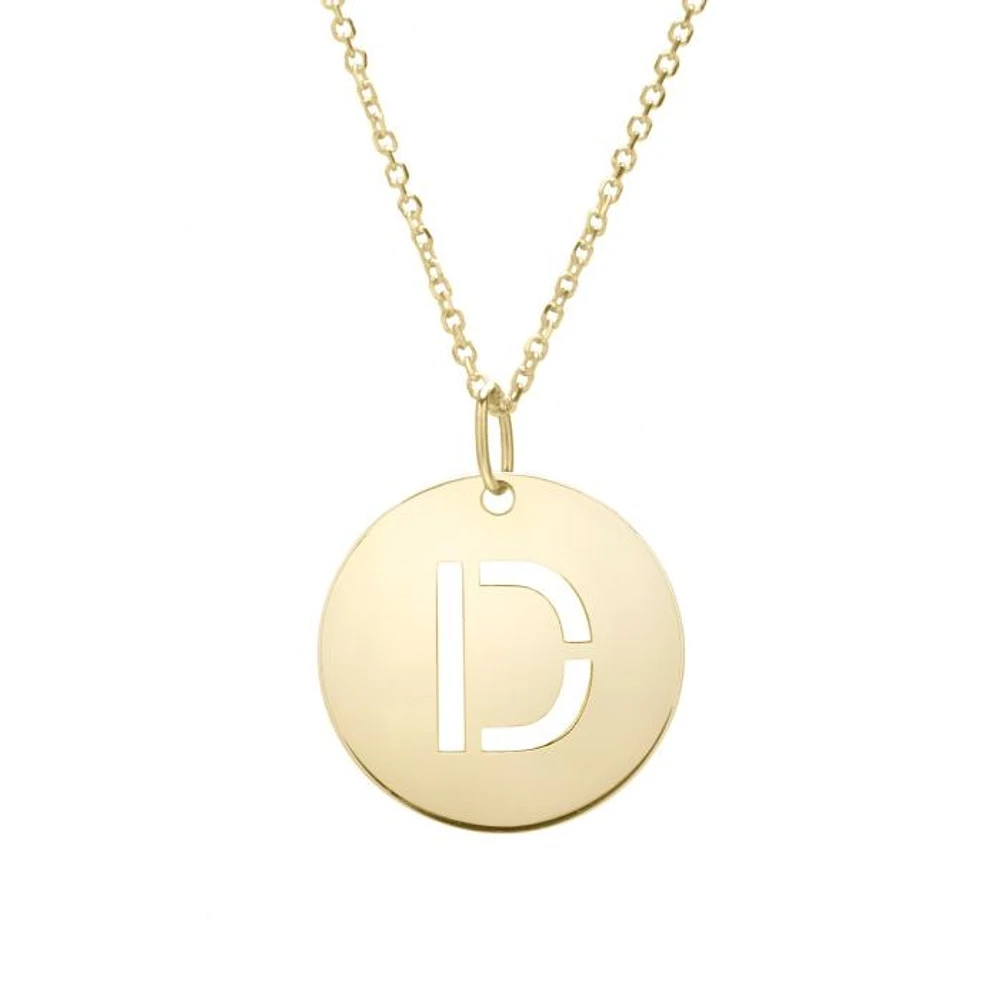 14K Yellow Gold Polished Initial D Pendant On A 14K Yellow Gold Chain SETD2932-18 | Hannoush Jewelers