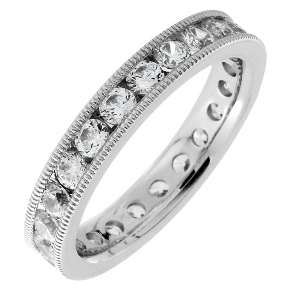 Just Perfect 1.50ct tw Diamond Eternity Channel Set Milgrain Band SFM4-1.50ct | Hannoush Jewelers