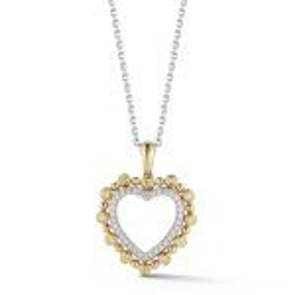 18K Yellow and White Gold Diamond Heart Pendant SP0002GP | Hannoush Jewelers