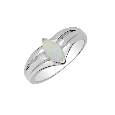 Sterling Silver Marquise Shape Opal Ring HB02902OPSS | Hannoush Jewelers