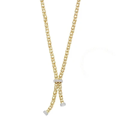 14K Yellow Gold .54CT Diamond Processco Lariat Necklace TRC7307-18 | Hannoush Jewelers | Hannoush Jewelers