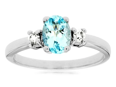 14k White Gold Oval Aquamarine and Diamond Ring W3194Q-AQ | Hannoush Jewelers