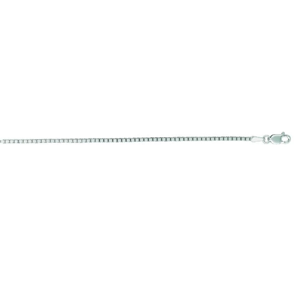 14kt 18" White Gold Shiny Classic Box Chain with Lobster Clasp WBOX073-18 | Hannoush Jewelers