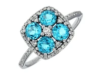 14k White Gold Blue Topaz and Diamond Halo Ring WC6802B-BT | Hannoush Jewelers