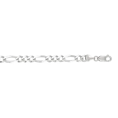 14kt 8" White Gold Diamond Cut Alternate 3+1 Classic Figaro Chain with Lobster Clasp WFIG140-08 | Hannoush Jewelers