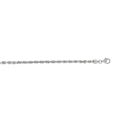 14kt 30" White Gold Shiny Solid Diamond Cut Royal Rope Chain with Lobster Clasp WR023-30 | Hannoush Jewelers