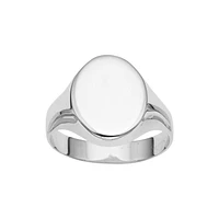 14K White Gold Oval Polished Signet Ring WR7068-07 | Hannoush Jewelers