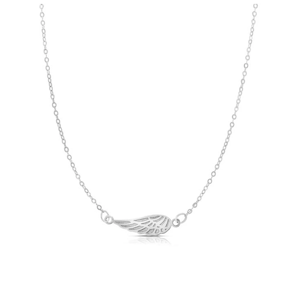 14kt White Gold 18" 4.5x16.7mm & 1mm Chain Polished including 2" Extender Wing Necklace with Spring Ring Clasp WRC10907-18 | Hannoush Jewelers