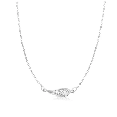 14kt White Gold 18" 4.5x16.7mm & 1mm Chain Polished including 2" Extender Wing Necklace with Spring Ring Clasp WRC10907-18 | Hannoush Jewelers