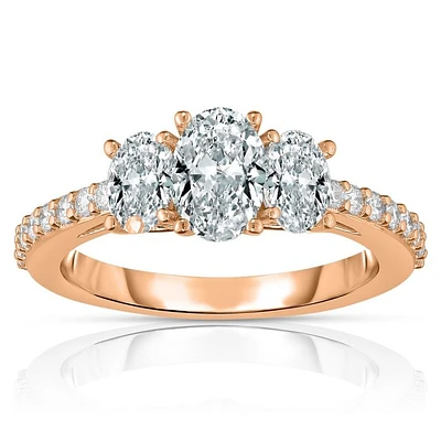 14K Rose Gold Oval and Round Diamond Engagement Ring Z00144791 | Hannoush Jewelers