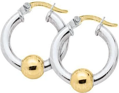 Sterling Silver Cape Cod 20mm Hoop Earrings with 14K Gold Beads | Hannoush Jewelers