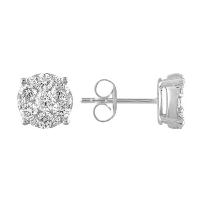 1.20CTW DIAMOND CLUSTER EARRING WITH PUSH BACK