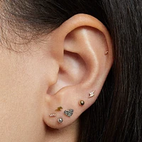 14k Hammered Heart Flat Back Stud Hypoallergenic Earrings | Rowan