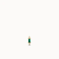 14k Diamond and Emerald Flat Back Stud Hypoallergenic Earrings | Rowan