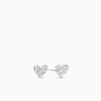 14k Hammered Heart Flat Back Stud Hypoallergenic Earrings | Rowan