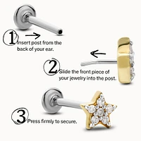 14k Tiny Diamond Bar Flat Back Stud Hypoallergenic Earrings | Rowan