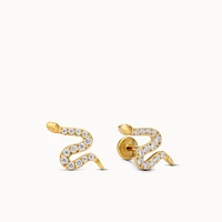 CZ Snake Flat Back Stud Hypoallergenic Earrings | Rowan