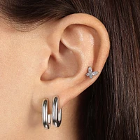 Titanium CZ Butterfly Flat Back Stud
