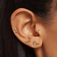 14k Diamond Crescent Flat Back Stud Hypoallergenic Earrings | Rowan
