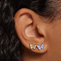 Butterfly Pavé Studs Clear Hypoallergenic Earrings | Rowan
