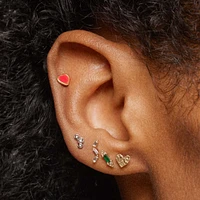 14k Hammered Heart Flat Back Stud Hypoallergenic Earrings | Rowan