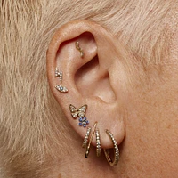 Butterfly Pavé Studs Clear Hypoallergenic Earrings | Rowan