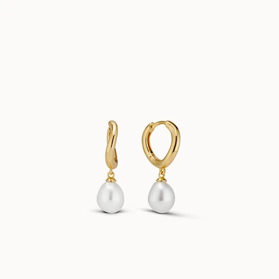 Baroque Pearl Drop Huggies Hypoallergenic Earrings | Rowan