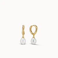 Baroque Pearl Drop Huggies Hypoallergenic Earrings | Rowan