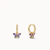 Butterfly CZ Charm Hoops Hypoallergenic Earrings | Rowan