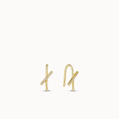 CrissCross CZ Hoops Hypoallergenic Earrings | Rowan