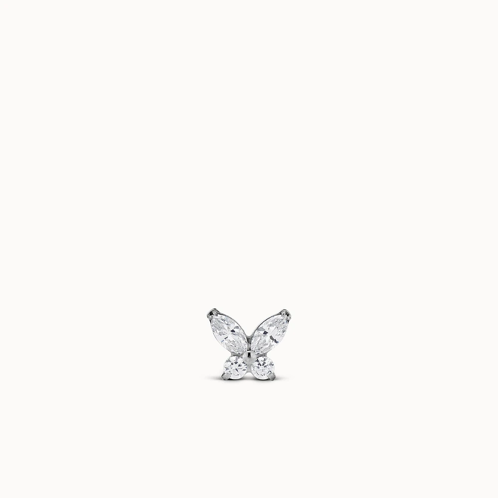 Titanium CZ Butterfly Flat Back Stud