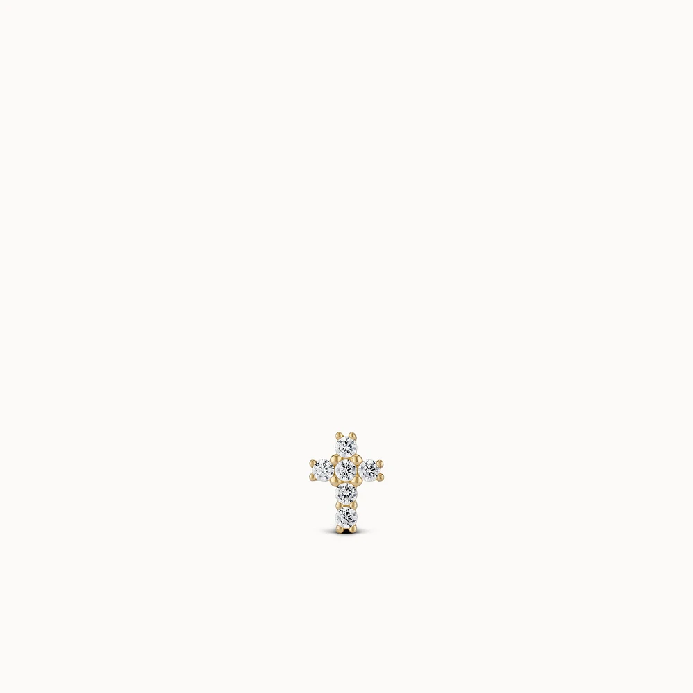 14k CZ Cross Flat Back Stud Hypoallergenic Earrings | Rowan