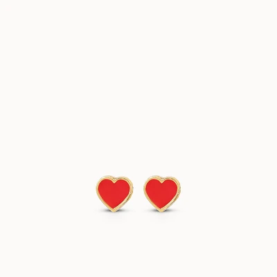 Red Enamel Heart Studs | Rowan