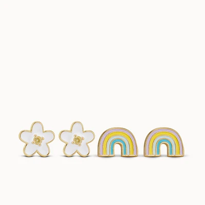 Daisy & Rainbow Studs Set Hypoallergenic Earrings | Rowan