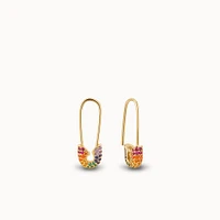 Rainbow Pave Safety Pin Hoops Hypoallergenic Earrings | Rowan