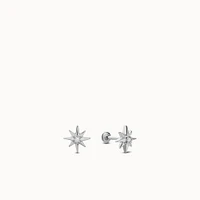 14k Flat Back Starburst Diamond Stud Hypoallergenic Earrings | Rowan