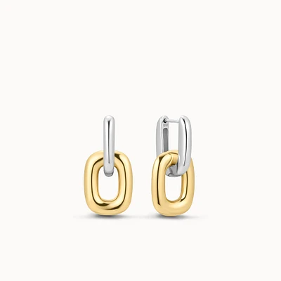 Two-Tone Link Drop Hypoallergenic Earrings | Rowan