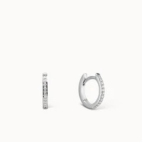 14k Gold Half Diamond Hoop 11mm Hypoallergenic Earrings | Rowan